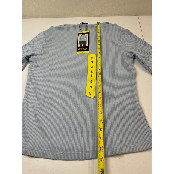 Banana Republic Womens Small Ribbed Knit Top Blue Long Sleeve Boat Neck NWT - Picture 7 of 11